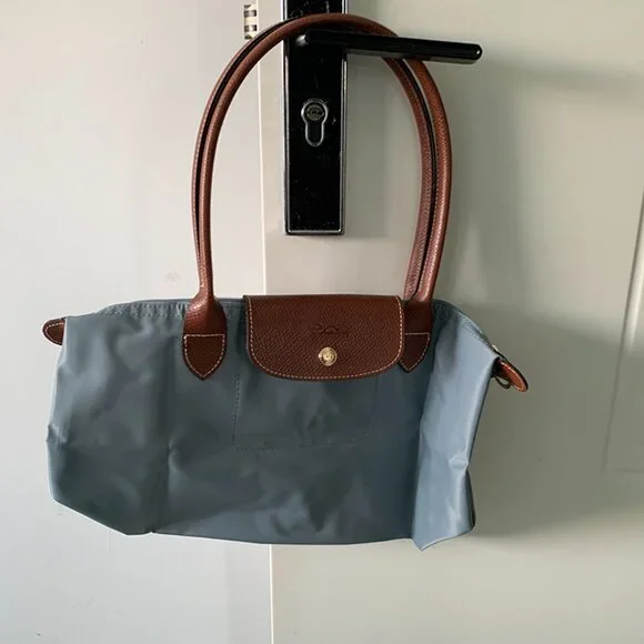Longchamp Grey Blue Long Handle Folding Bag - Picture 5 of 7